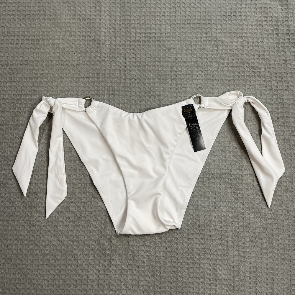 New Victoria's Secret Swim Bikini Bottom Medium Womens Side Tie Cheeky White